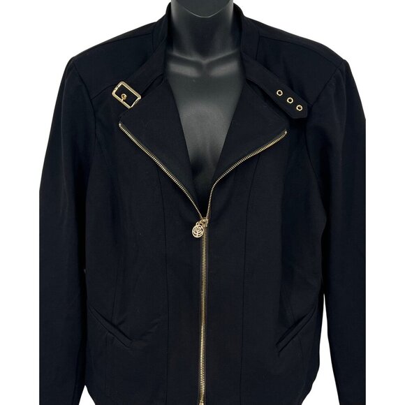 Torrid Womens Black Jacket Biker Moto Plus Size 2X Collar Long Sleeve NWT New - Picture 2 of 9